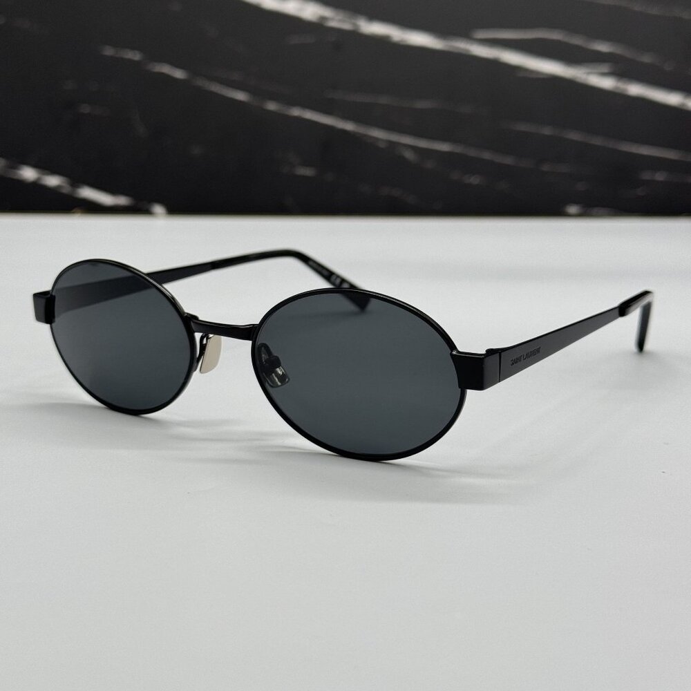 NEW SAINT LAURENT SL692 001 OVAL BLACK UNISEX SUNGLASSES SL 692 001 - Picture 1 of 10